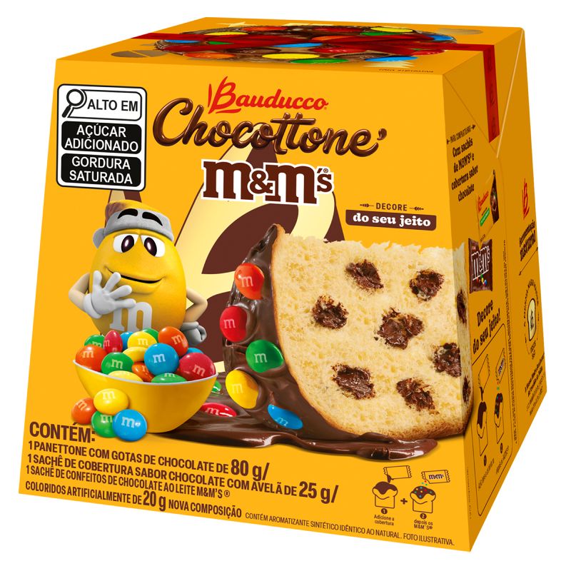 Caixa Mini Chocottone M&M's Bauducco 12un 80g